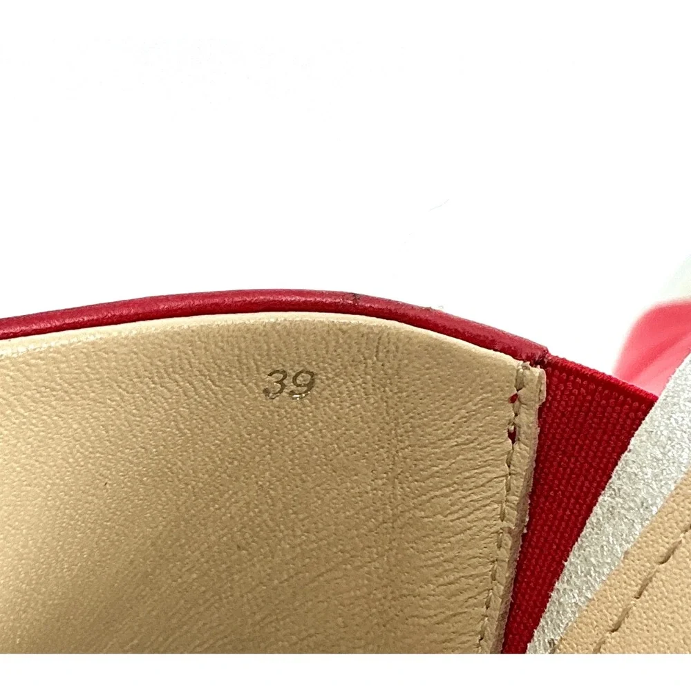 Ron White Size 39 US 8.5 Red Leather Abetone Slide Sandals NEW Carley $395